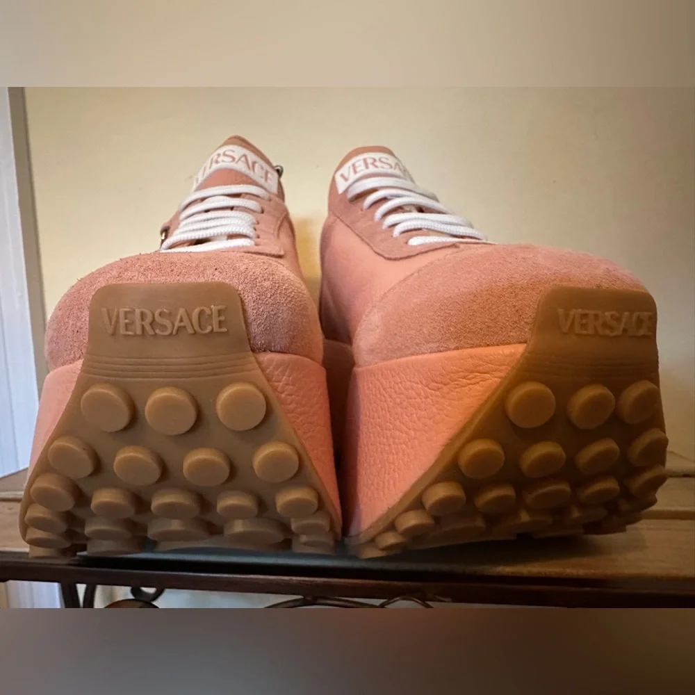 Versace 80mm Triplatform platform leather & suede sneakers NEW (AUTHENTIC) - Picture 4 of 16